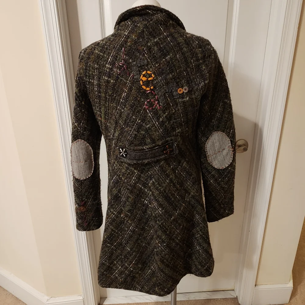Desigual wool coat size 44 or Large gray/brown with subtle black metallic thread - Picture 3 of 14